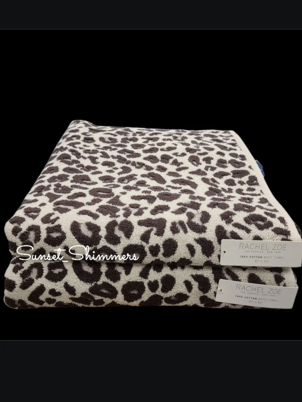 8pc Rachel Zoe Leopard Cheetah Animal Print Bath Hand Washcloth Towel Set NEW